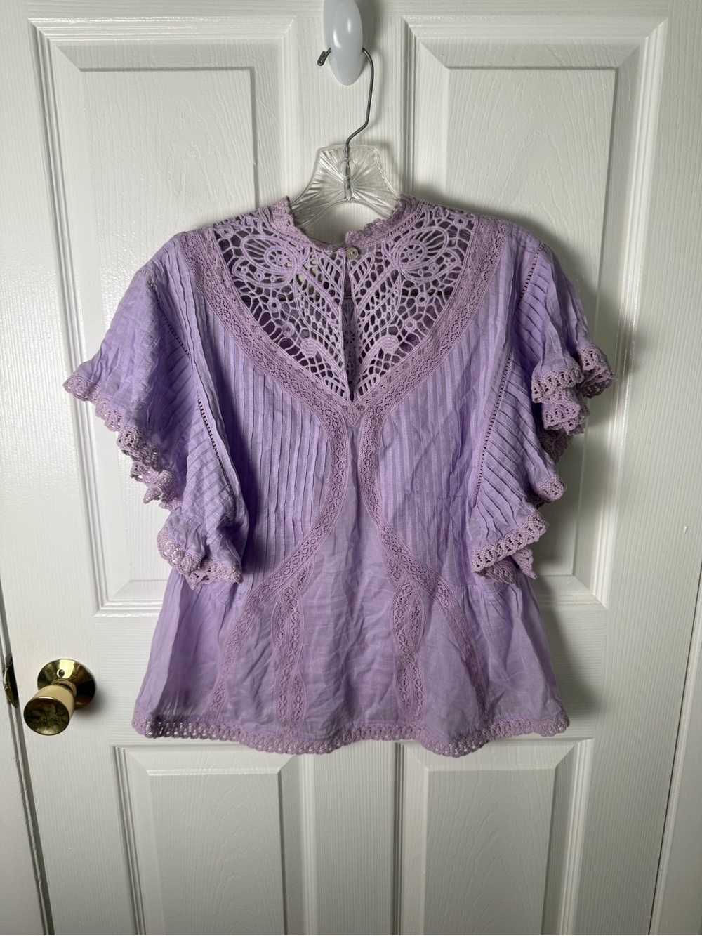 Farm Rio Lilac Lace Ruffled Blouse S - Picture 6 of 8